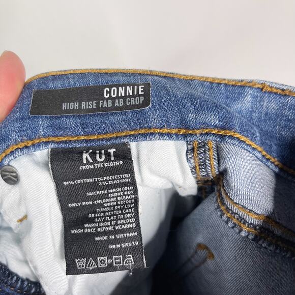 Kut From The Kloth 0 Connie High Rise Fab Ab Crop Jeans Fray Hem Denim Cotton - Picture 9 of 11
